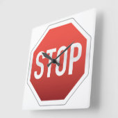 STOPP SIGN QUADRATISCHE WANDUHR (Winkel)