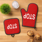 Stopp Sign Yard Flag Signature Garden Flag Ofenhandschuh & Topflappen-Set (Oben Unten)
