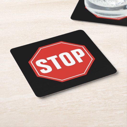 STOPP-Signatur Rechteckiger Pappuntersetzer (angewinkelt)