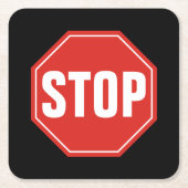 STOPP-Signatur Rechteckiger Pappuntersetzer (Vorderseite)