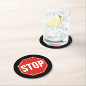 STOPP-Signatur Runder Pappuntersetzer (Vor Ort)