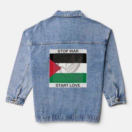 STOPP WAR START LOVE JEANSJACKE (Rückseite)
