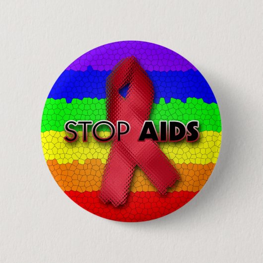 Stoppen Sie AIDS (Regenbogen) Button (Vorderseite)