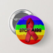 Stoppen Sie AIDS (Regenbogen) Button (Vorne & Hinten)