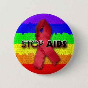 Stoppen Sie AIDS (Regenbogen) Button