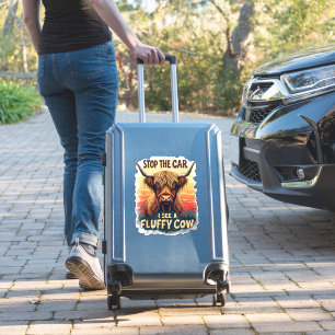 Stoppen Sie das Auto I sehen Fluffy Kuh Retro High Aufkleber