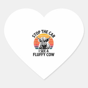 Stoppen Sie das Auto I sehen Fluffy Kuh Retro High Herz-Aufkleber