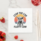 Stoppen Sie das Auto I sehen Fluffy Kuh Retro High Serviette (Beispiel)
