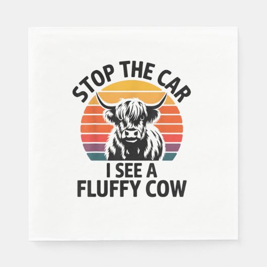 Stoppen Sie das Auto I sehen Fluffy Kuh Retro High Serviette (Vorderseite)
