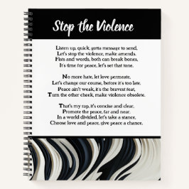 Stoppen Sie das Gewalt Gedicht Notizblock