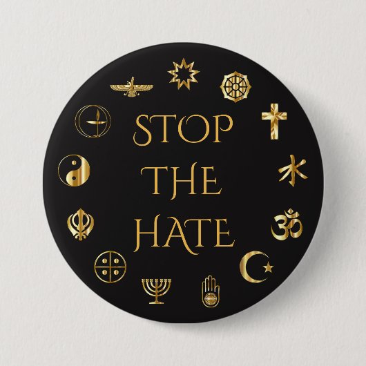 "Stoppen Sie den Hass" mit Symbolen der Button (Vorderseite)