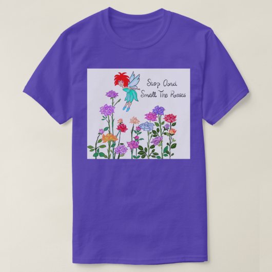 Stoppen Sie den Stempel Riechen Sie die Rose T-Shirt (Design vorne)