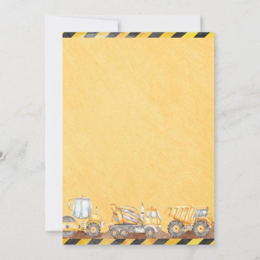 Stoppen Sie den Straßenbau Trucks Boy Birthday Einladung (Rückseite)