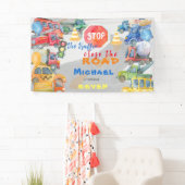 Stoppen Sie den Verkehr nah die Straßenautos Junge Banner (Insitu)