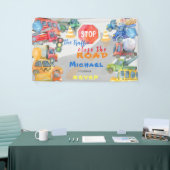 Stoppen Sie den Verkehr nah die Straßenautos Junge Banner (Messeveranstaltung)