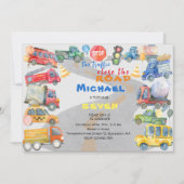 Stoppen Sie den Verkehr nah die Straßenautos Junge Einladung (Vorderseite)