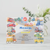 Stoppen Sie den Verkehr nah die Straßenautos Junge Einladung (Stehend Vorderseite)