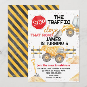 Stoppen Sie den Verkehr Straße wegen Bauarbeiten g Einladung