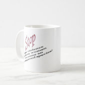 Stoppen Sie die Gewalt Kaffeetasse (Vorderseite Links)