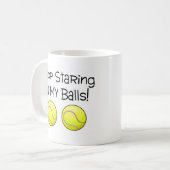 Stoppen Sie, entlang meiner Bälle (Tennisbälle) Kaffeetasse (Vorderseite Links)