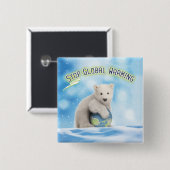 Stoppen Sie globalen Erwärmungs-polarer Bärn-Knopf Button (Vorne & Hinten)