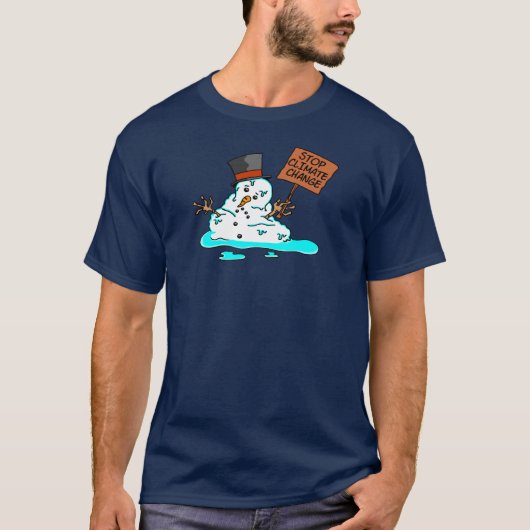 Stoppen Sie Klimawandel-schmelzenden Schneemann T-Shirt (Vorderseite)
