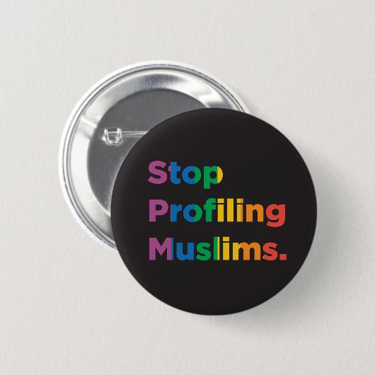 Stoppen Sie, Moslem-Regenbogen-Knopf zu Button (Vorne & Hinten)