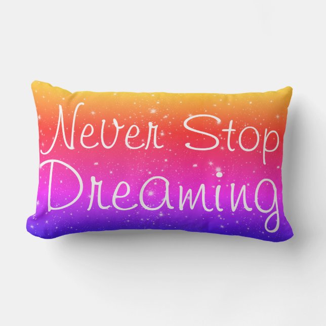 Stoppen Sie niemals den Regenbogen der Sterne Lendenkissen (Vorderseite)