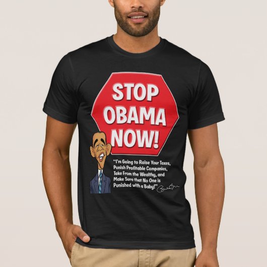 STOPPEN SIE OBAMA JETZT T-Shirt (Vorderseite)