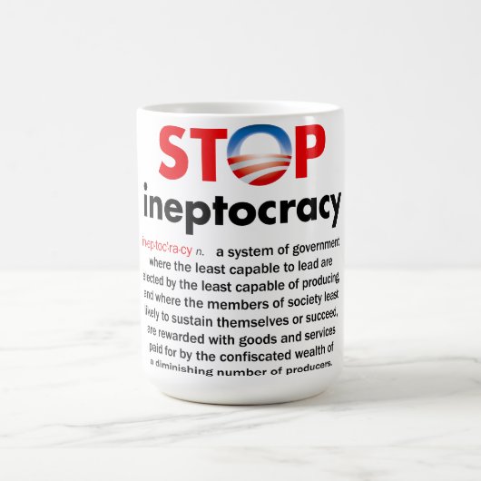Stoppen Sie Obamas Ineptocracy Kaffeetasse (Mittel)