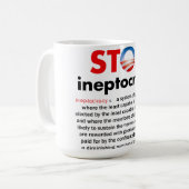 Stoppen Sie Obamas Ineptocracy Kaffeetasse (Vorderseite Links)