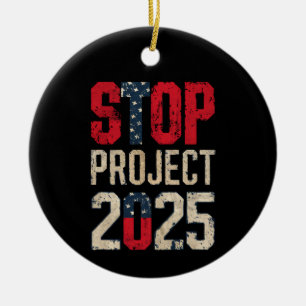 Stoppen Sie Projekt 2025 Trump Biden Vintage Keramik Ornament