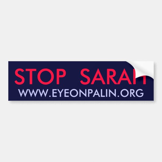 STOPPEN SIE SARAH, WWW.EYEONPALIN.ORG AUTOAUFKLEBER (Vorne)