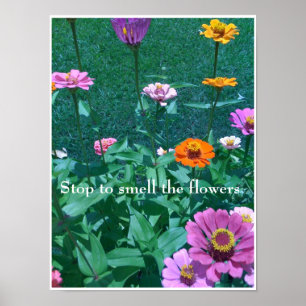 Stoppen Sie, um die Blumen zu riechen Poster