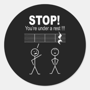 Stoppen Sie unter der Erholung Funny Musician T Sh Runder Aufkleber