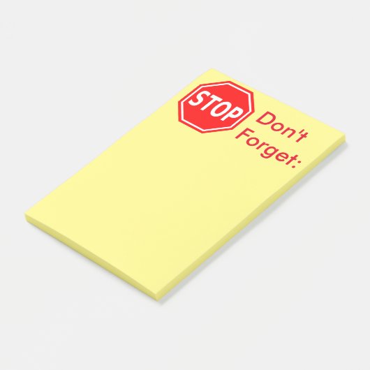 Stoppen Sie, vergessen Sie nicht Post-it Klebezettel (angewinkelt)