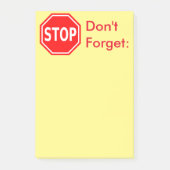 Stoppen Sie, vergessen Sie nicht Post-it Klebezettel (Vorderseite)
