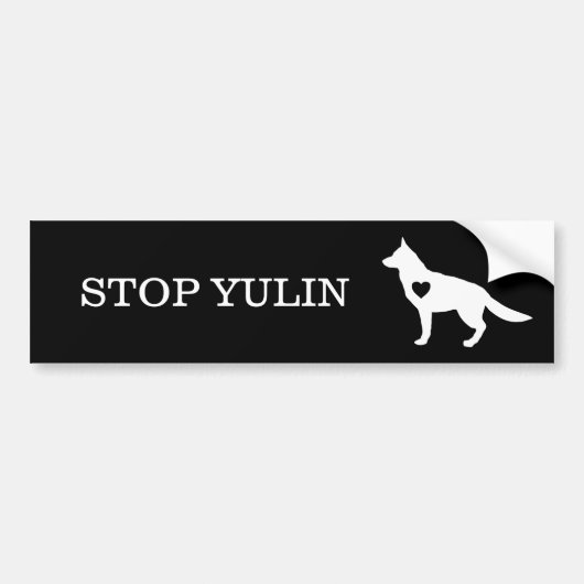 "STOPPEN Sie YULIN" Tierbewusstseins-Autoaufkleber Autoaufkleber (Vorne)