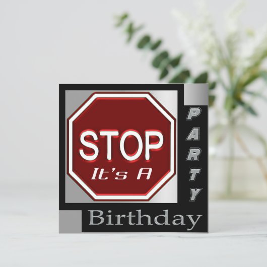 Stoppen Sie Zeichen kundengebundene Einladung (Stehend Vorderseite)