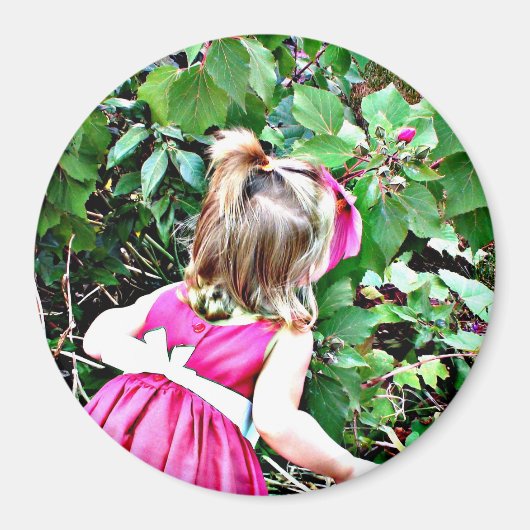 Stoppen und Riechen der Rose Foto Magnet (Vorne)