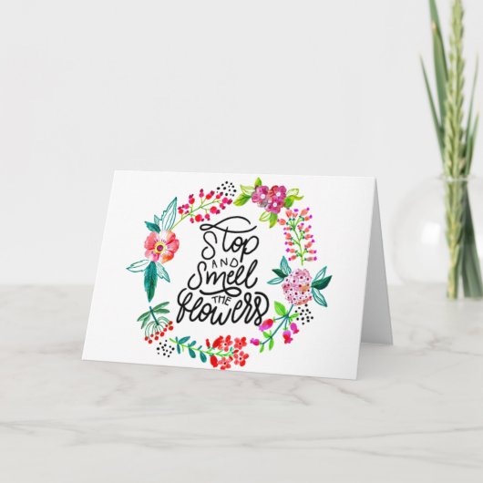 Stoppen und riechen Sie die Blume Karte (Vorderseite)