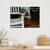 Stoppen und riechen Sie die Rose Poster (Küche)