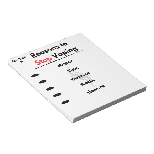 Stoppen Vaping Motivation benutzerdefinierten Grün Notizblock (angewinkelt)