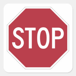 Stoppschild auf Weiß Quadratischer Aufkleber