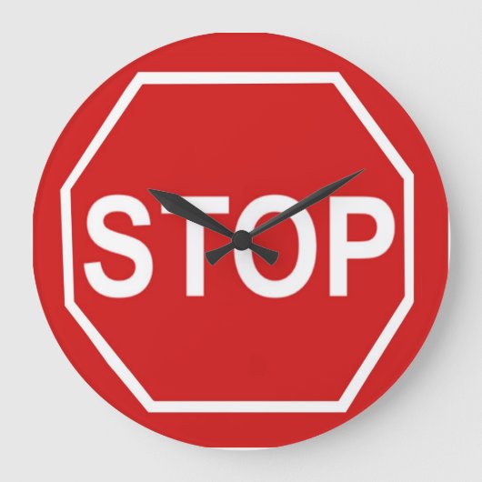 Stoppschild Große Wanduhr (Vorderseite)