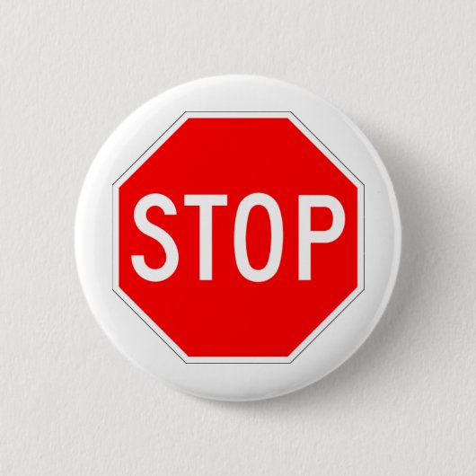 Stoppschild - Landstraßen-Hexagon Button (Vorderseite)