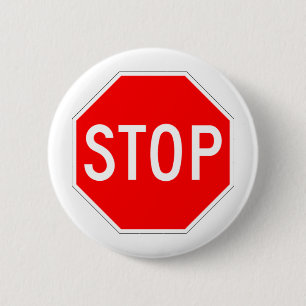 Stoppschild - Landstraßen-Hexagon Button