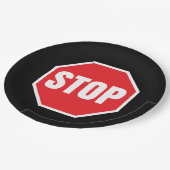 Stoppschild Pappteller (Schrägansicht)