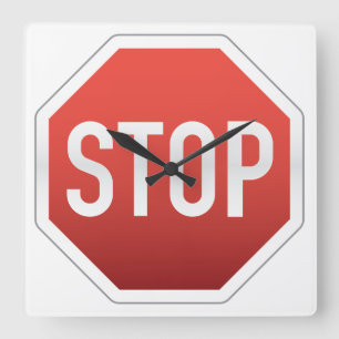 Stoppschild Quadratische Wanduhr