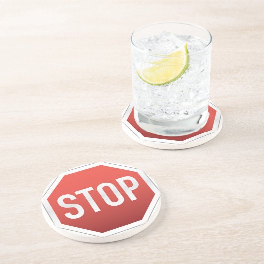 Stoppschild Sandstein Untersetzer (Seite)